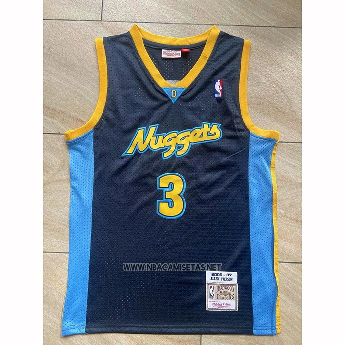 Camiseta Denver Nuggets Allen Iverson NO 3 Mitchell & Ness 2006-07 Azul2